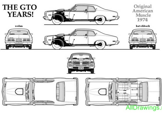 Pontiac GTO (1974) (Понтиак ГТО (1974)) - чертежи (рисунки) автомобиля